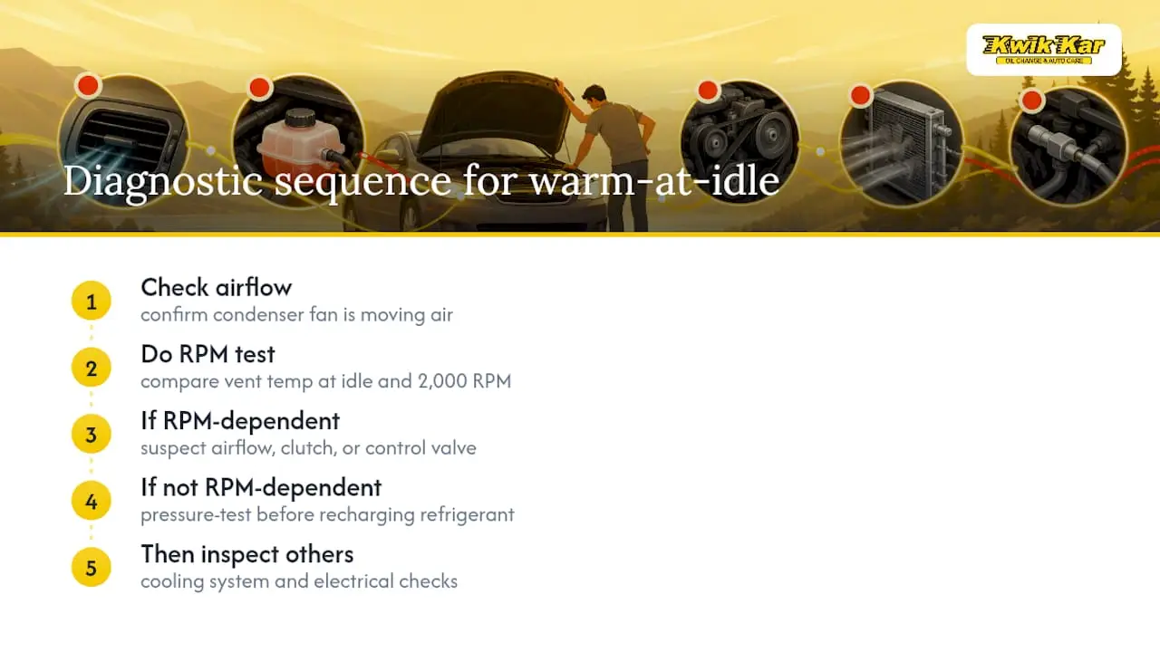 Sequential checks for warm idle AC