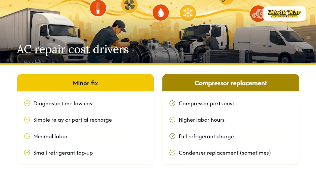 AC repair cost factors comparison